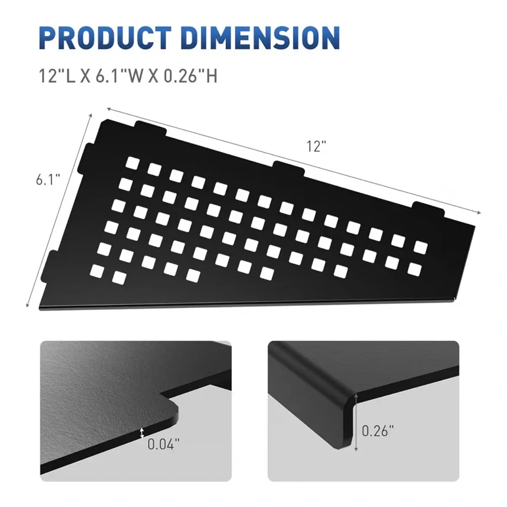 Black Corner Shower Caddy Shelves - 2 Pack 12” black
